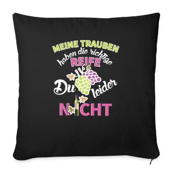 Winzerin Wein Spruch Reife Trauben Weinlese - Sofakissenbezug 45 x 45 cm - Schwarz - Vorne