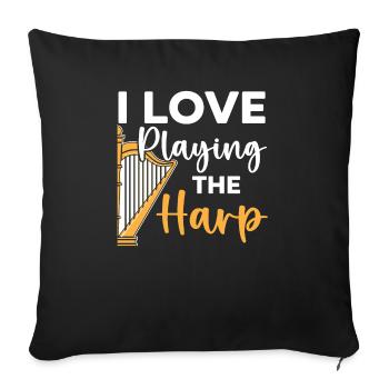 I Love Playing The Harp Player Harpist Musician - Sofa pillowcase 17,3'' x 17,3'' (45 x 45 cm) - black - Front