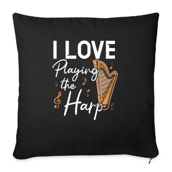 I Love Playing The Harp Player Harpist Musician - Sofa pillowcase 17,3'' x 17,3'' (45 x 45 cm) - black - Front