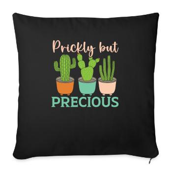 Plante succulente épineuse mais précieuse amoureuse des cactus - Housse de coussin décorative 45 x 45 cm - noir - Devant
