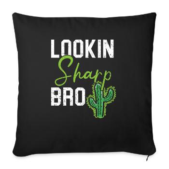 Lookin Sharp Bro Cactus Succulent Plant Lady - Housse de coussin décorative 45 x 45 cm - noir - Devant