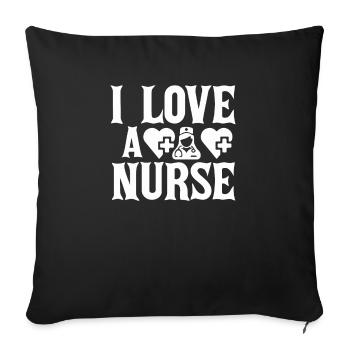 I love a nurse - Sofa pillowcase 17,3'' x 17,3'' (45 x 45 cm) - black - Front