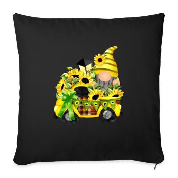 Sunflower Truck Clipart Gnome - Sofa pillowcase 17,3'' x 17,3'' (45 x 45 cm) - black - Front