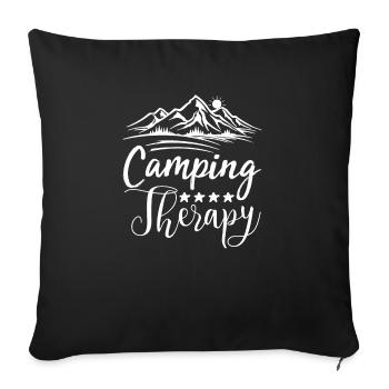 Camping Therapy - Sofa pillowcase 17,3'' x 17,3'' (45 x 45 cm) - black - Front