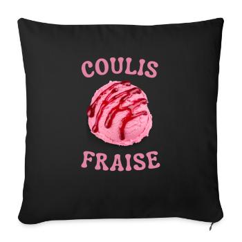 Boule de Glace Fraise Coulis Fraise - Housse de coussin décorative 45 x 45 cm - noir - Devant