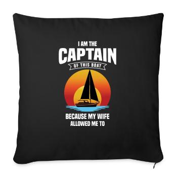 Bateau de sport Racing Boat Propriétaire de bateau Capitaine Motorboat - Housse de coussin décorative 45 x 45 cm - noir - Devant