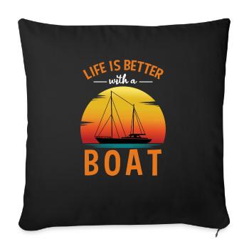 Bateau de sport Racing Boat Propriétaire de bateau Capitaine Motorboat - Housse de coussin décorative 45 x 45 cm - noir - Devant