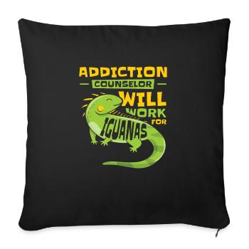 Iguana Lizard Addiction Reptile Iguana Lover - Sofa pillowcase 17,3'' x 17,3'' (45 x 45 cm) - black - Front
