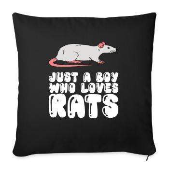 Just a boy who loves rats - Sofa pillowcase 17,3'' x 17,3'' (45 x 45 cm) - black - Front