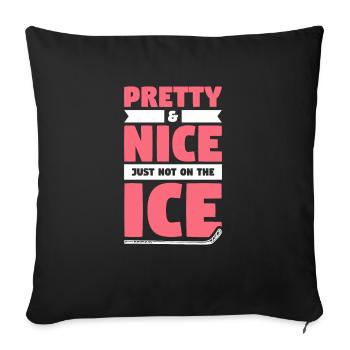 Jolie et belle juste pas sur le joueur de hockey sur glace - Housse de coussin décorative 45 x 45 cm - noir - Devant