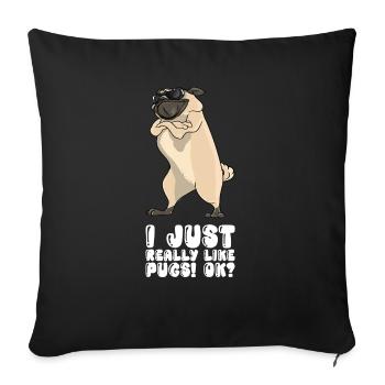J’aime vraiment les carlins ok - Housse de coussin décorative 45 x 45 cm - noir - Devant