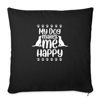 Mon chien me rend heureux - Housse de coussin décorative 45 x 45 cm - noir - Devant