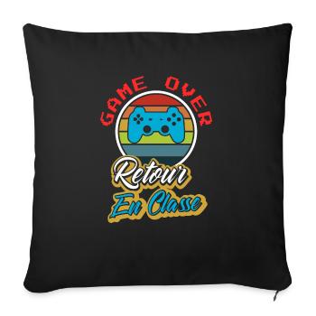game over - retour à l école - Housse de coussin décorative 45 x 45 cm - noir - Devant