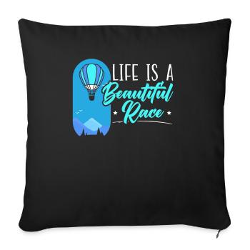 La vie est une belle balade en montgolfière - Housse de coussin décorative 45 x 45 cm - noir - Devant