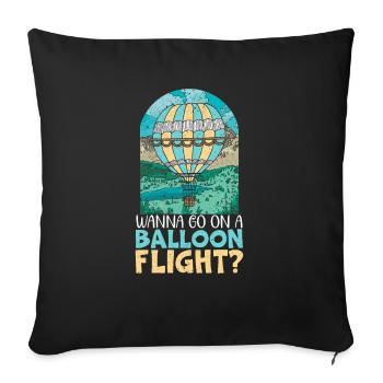 Vous voulez faire un vol en montgolfière - Housse de coussin décorative 45 x 45 cm - noir - Devant