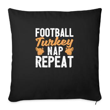 Thanksgiving Grateful Food Sleeping Football - Housse de coussin décorative 45 x 45 cm - noir - Devant