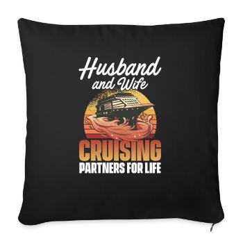 Cruising Vacation Couple - Cruise Ship - Sofakissenbezug 45 x 45 cm - Schwarz - Vorne