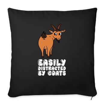 Facilement distrait par les chèvres - Housse de coussin décorative 45 x 45 cm - noir - Devant