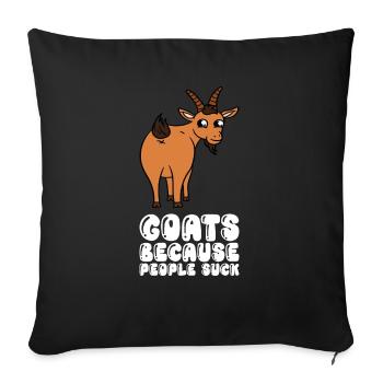 Chèvres parce que les gens sont de la merde - Housse de coussin décorative 45 x 45 cm - noir - Devant