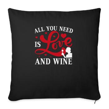 Tout ce dont vous avez besoin, c’est d’amour et de vin - Housse de coussin décorative 45 x 45 cm - noir - Devant