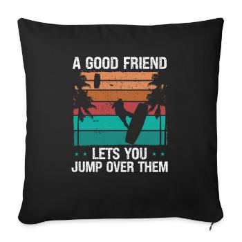 Kiteboarder sauter sur son ami Kite Kiteboard - Housse de coussin décorative 45 x 45 cm - noir - Devant
