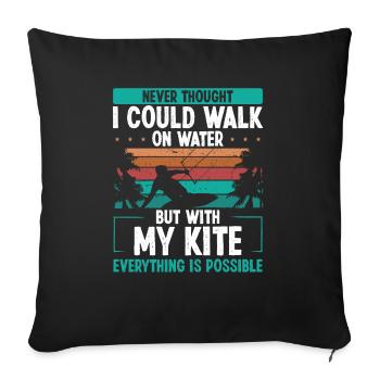 Vintage I could walk on water Kiteboarder Kite - Sofakissenbezug 45 x 45 cm - Schwarz - Vorne