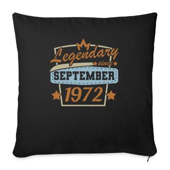 légendaire depuis septembre 1972 anniversaire rétro - Housse de coussin décorative 45 x 45 cm - noir - Devant