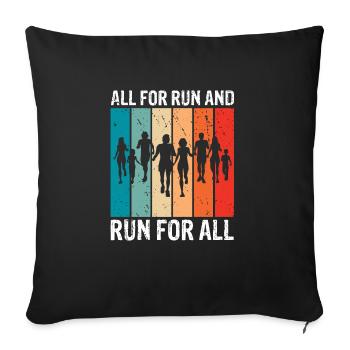 All For Run & Run For All Retro Vintage Runner - Sofakissenbezug 45 x 45 cm - Schwarz - Vorne