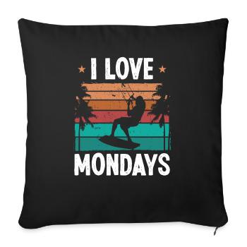 Kiteboarder Vintage I love Mondays Humor Kite - Sofa pillowcase 17,3'' x 17,3'' (45 x 45 cm) - black - Front