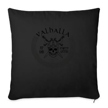 Crâne viking avec hache Casque viking Valhalla - Housse de coussin décorative 45 x 45 cm - noir - Devant