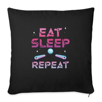 Eat Sleep Pinball Repeat Shirt - Housse de coussin décorative 45 x 45 cm - noir - Devant