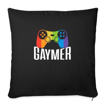 Gaymer Chemise Cadeau Gamer Joueur LGBT - Housse de coussin décorative 45 x 45 cm - noir - Devant