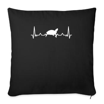 Ligne d’ECG Turtle Heartbeat pour tortues - Housse de coussin décorative 45 x 45 cm - noir - Devant