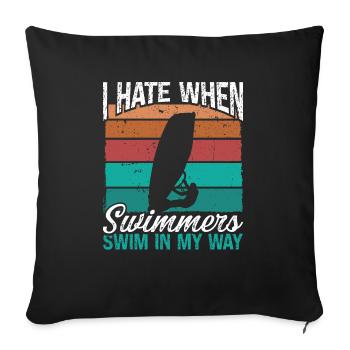 Je déteste les nageurs Vintage Rig Windsurf - Housse de coussin décorative 45 x 45 cm - noir - Devant