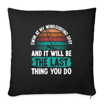 Funny Windsurfing Swimming Windsurfing Zone - Sofa pillowcase 17,3'' x 17,3'' (45 x 45 cm) - black - Front