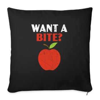 Want A Bite Apple Picking Squad Apple Fruit Lover - Sofa pillowcase 17,3'' x 17,3'' (45 x 45 cm) - black - Front