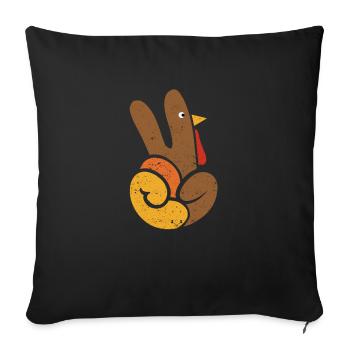 Peace Sign Türkei Hand Cool Thanksgiving Hippie - Sofakissenbezug 45 x 45 cm - Schwarz - Vorne