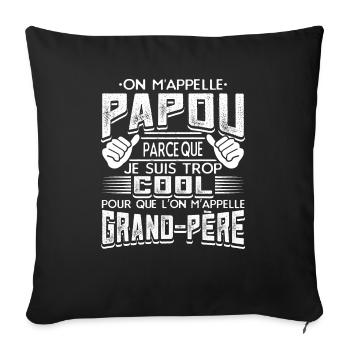 Papou Fete Des Grand Pères Papy - Housse de coussin décorative 45 x 45 cm - noir - Devant