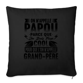 Papou Fete Des Grand Pères Papy - Housse de coussin décorative 45 x 45 cm - noir - Devant
