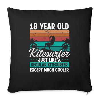 18 Birthday Kiteboarding 18 Years Old Kitesurfing - Sofa pillowcase 17,3'' x 17,3'' (45 x 45 cm) - black - Front