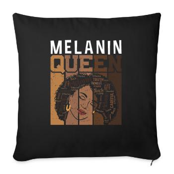 Melanin Queen Proud Black - Sofa pillowcase 17,3'' x 17,3'' (45 x 45 cm) - black - Front