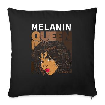 Melanin Queen Proud Black - Sofa pillowcase 17,3'' x 17,3'' (45 x 45 cm) - black - Front