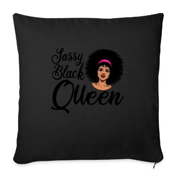 Sassy Black Queen Fières femmes afro-américaines - Housse de coussin décorative 45 x 45 cm - noir - Devant