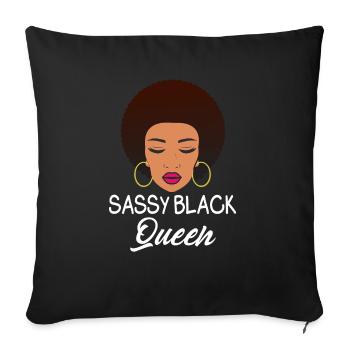 Sassy Black Queen Fières femmes afro-américaines - Housse de coussin décorative 45 x 45 cm - noir - Devant
