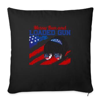Messy Bun And Loaded Patriotic - Sofa pillowcase 17,3'' x 17,3'' (45 x 45 cm) - black - Front