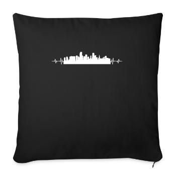 Miami Herzlinie Puls Herzschlag Liebe - Sofakissenbezug 45 x 45 cm - Schwarz - Vorne