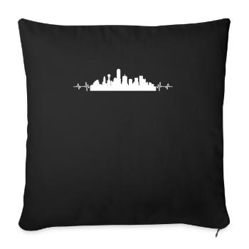 Dallas Heart Line Pulse Heartbeat Love Skyline - Sofa pillowcase 17,3'' x 17,3'' (45 x 45 cm) - black - Front