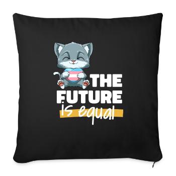 Lustige Transgender Stolz Katze - Katze umarmt - Sofakissenbezug 45 x 45 cm - Schwarz - Vorne