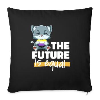Kawaii Nonbinary Stolz Katze - Non Binary Herz - Sofakissenbezug 45 x 45 cm - Schwarz - Vorne