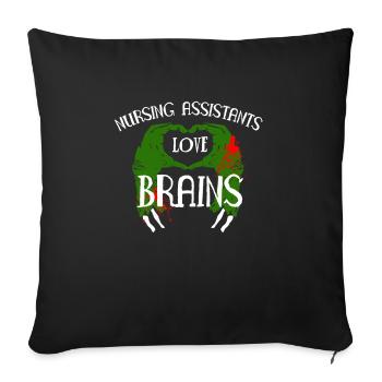 Nursing Assistants Love Brains Shirt - Sofa pillowcase 17,3'' x 17,3'' (45 x 45 cm) - black - Front